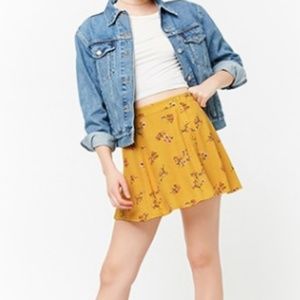 Cute Floral Button-Front Mini Skirt